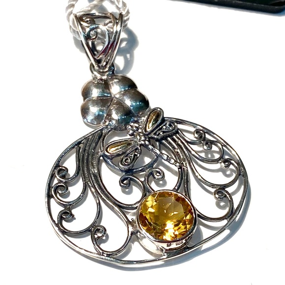New Samuel B. Citrine, Sterling & 18k Gold Pendant - Picture 3 of 9